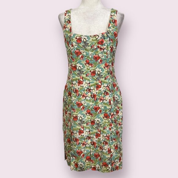 Manoukian Collection Women's Sheath Dress Green Floral Sleeveless Size Medium - Picture 1 of 11